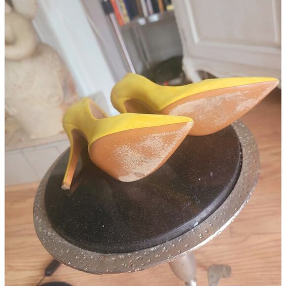 Bally Betaf Ukna Pointed Toe Yellow Suede Pumps Shoes Sz 38 Or 7 - Picture 8 of 8